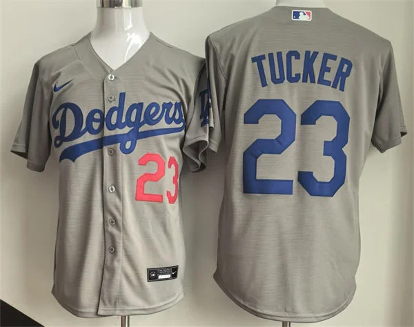 Mens Los Angeles Dodgers #23 Kyle Tucker Nike Gray Road Limited Jersey