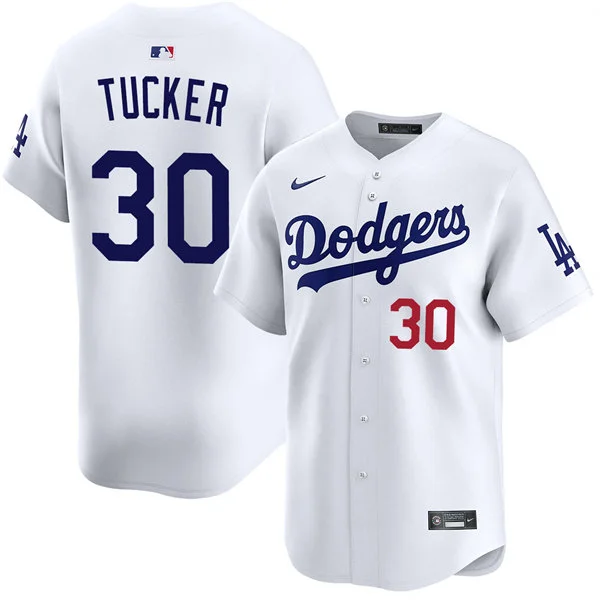 Mens Los Angeles Dodgers #30 Kyle Tucker Nike White Home Limited Jersey