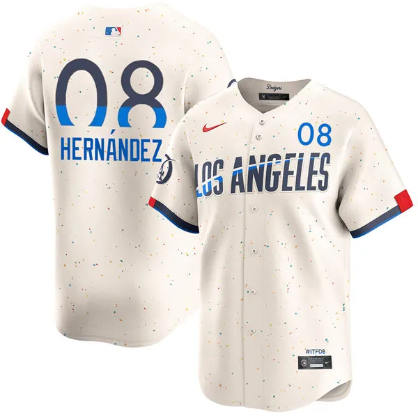 Mens Los Angeles Dodgers #8 Kike Hernandez Cream City Connect Limited Jersey
