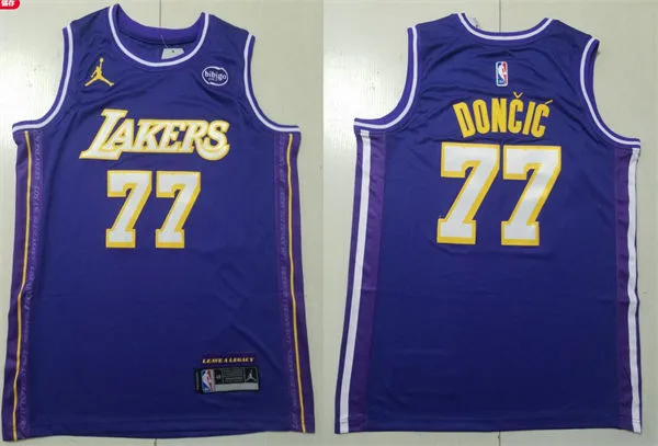 Mens Los Angeles Lakers #77 Luka Doncic 2025-26 Purple Statement Edition Jersey
