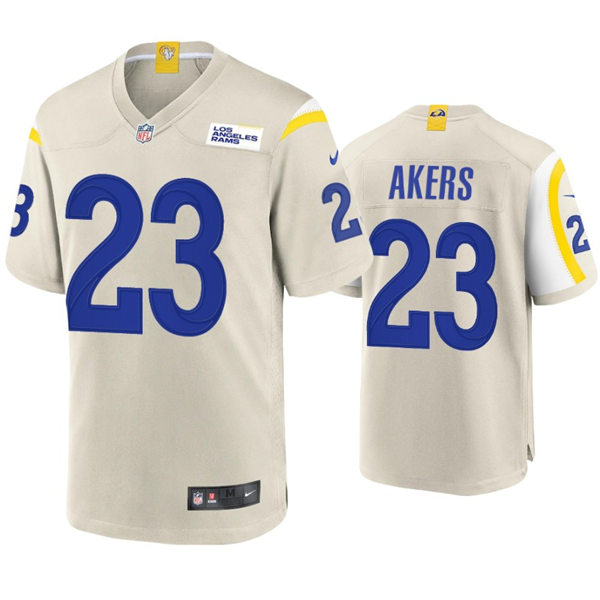 Mens Los Angeles Rams #23 Cam Akers Nike Bone Vapor Limited Football Jersey