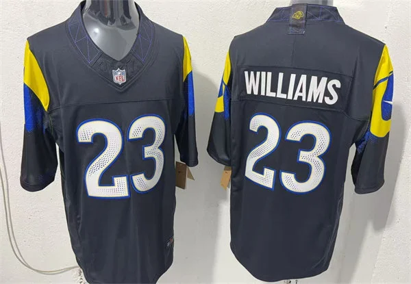 Mens Los Angeles Rams #23 Kyren Williams Midnight Blue 2025 Rivalries Collection Limited Jersey