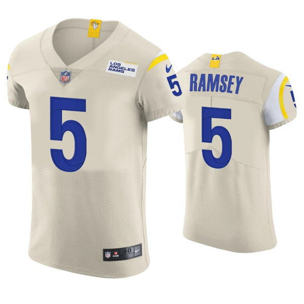 Men's Los Angeles Rams #5 Jalen Ramsey Nike 2020 Style Bone Vapor Limited Jersey