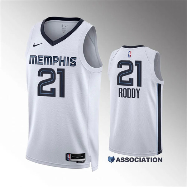 Mens Memphis Grizzlies #21 David Roddy White Association Edition Jersey