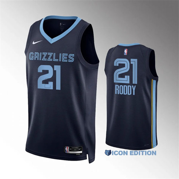Mens Memphis Grizzlies #21 David Roddy Navy Icon Edition Jersey