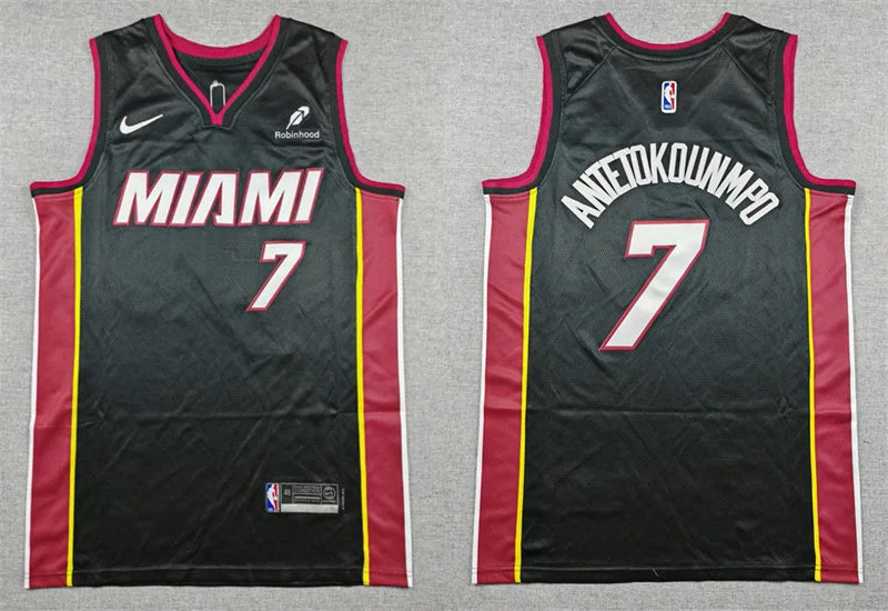 Mens Miami Heat #7 Giannis Antetokounmpo Nike Black Icon Edition Swingman Jersey