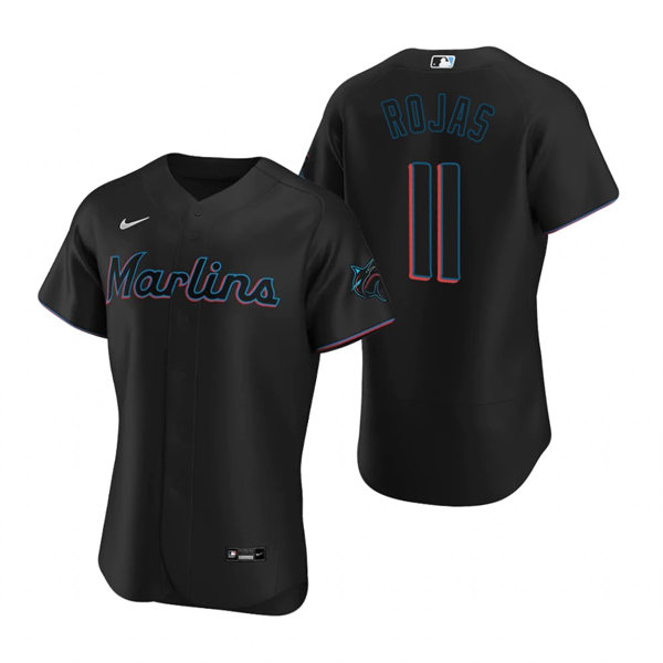 Men's Miami Marlins #11 Miguel Rojas Nike Black Alternate Flex Base Jersey