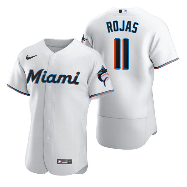 Men's Miami Marlins #11 Miguel Rojas Nike White Home FlexBase Player Jersey