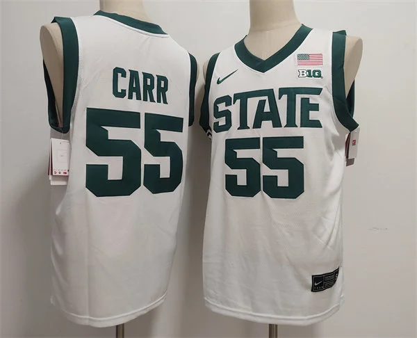Mens Youth Michigan State Spartans #55 Coen Carr 2025 White Basketball Game Jersey
