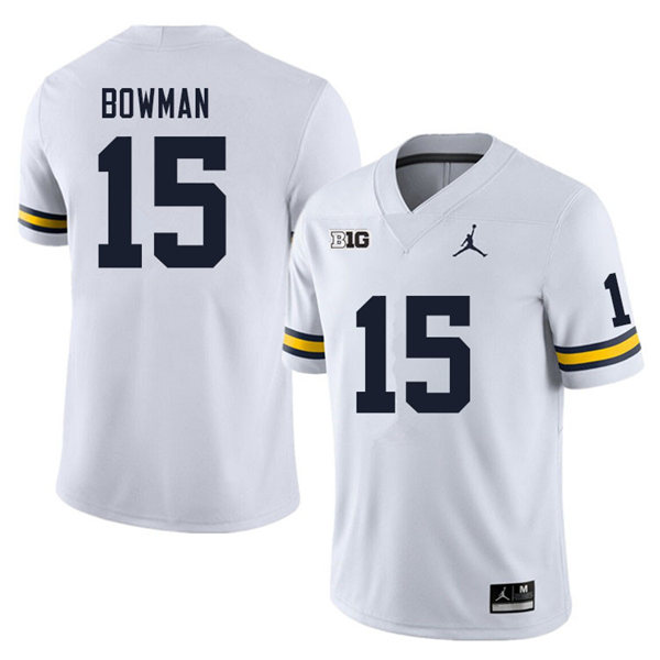 Youth Michigan Wolverines #15 Alan Bowman White Jordan Brand College Football Jersey