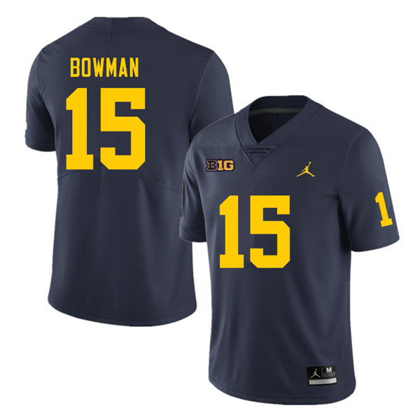 Youth Michigan Wolverines #15 Alan Bowman Navy Jordan Brand College Football Jersey
