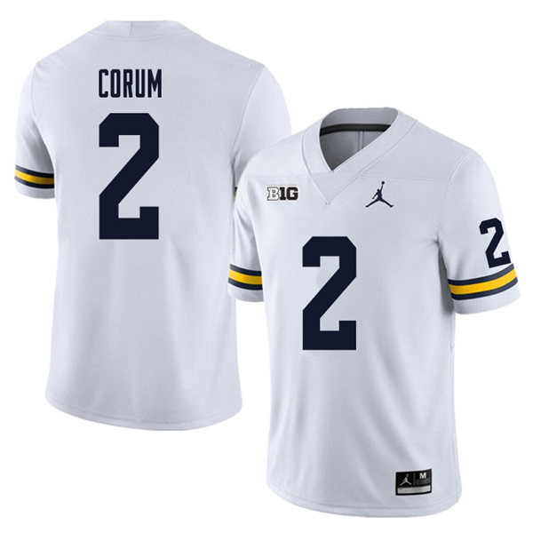 Womens Michigan Wolverines #2 Blake Corum White Jordan Brand Stitched College Football Jersey