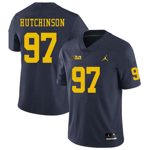 Youth Michigan Wolverines #97 Aidan Hutchinson Navy Jordan Brand College Football Jersey