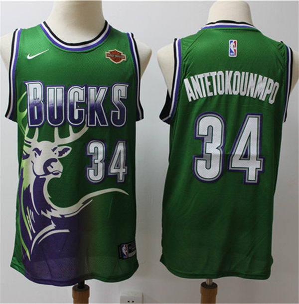 Men's Milwaukee Bucks #34 Giannis Antetokounmpo Nike Green Classic Edition Jersey