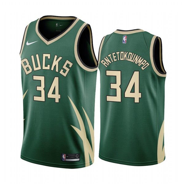 Youth Milwaukee Bucks #34 Giannis Antetokounmpo Green Nike 2021 Earned Edition Swingman Jersey