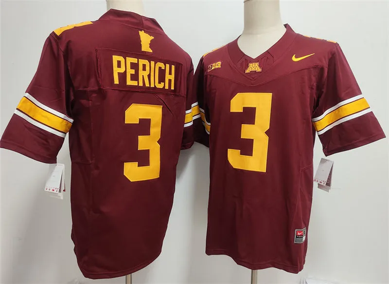 Minnesota Golden Gophers #3 Koi Perich 2025 Maroon Nike F.U.S.E. limited College Football Game Jersey