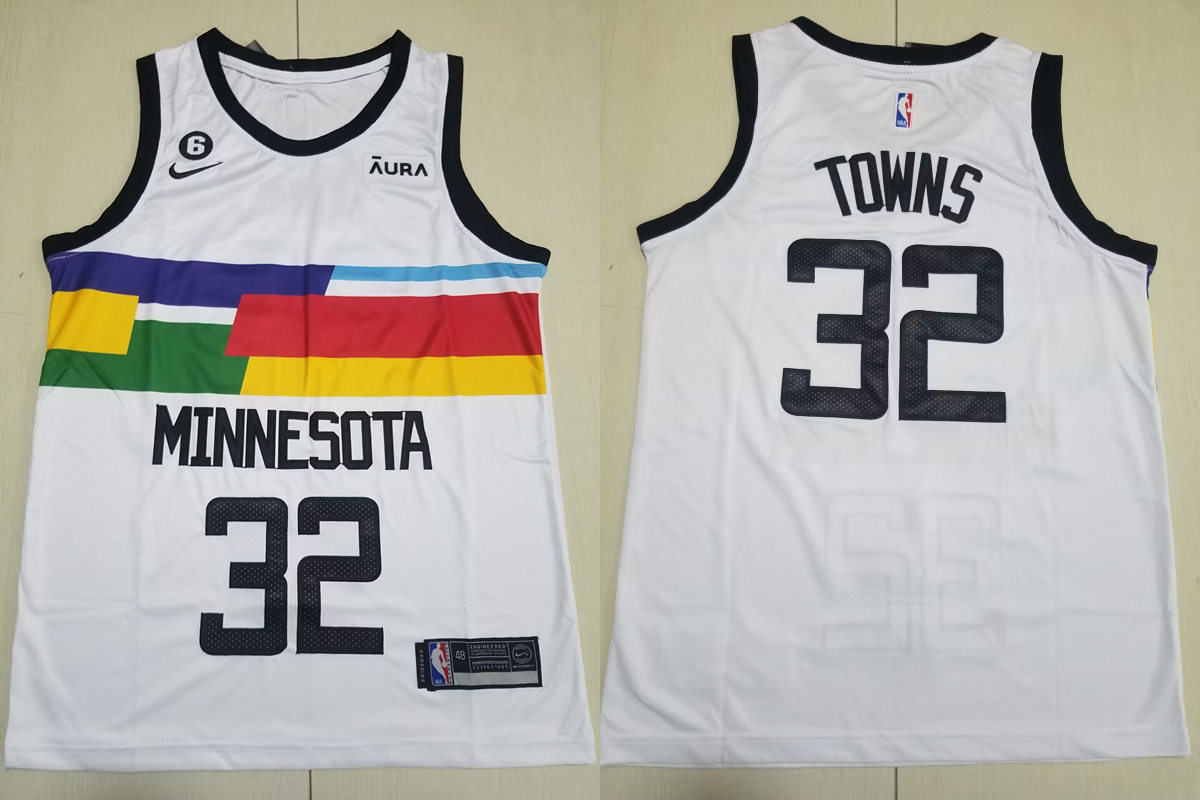 Mens Minnesota Timberwolves #32 Karl-Anthony Towns White 2022-23 City Edition Jersey