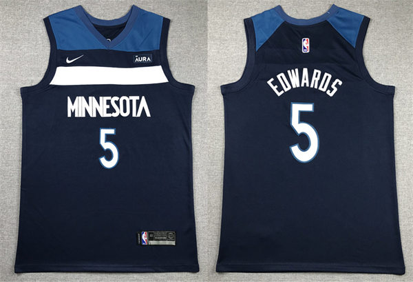 Mens Minnesota Timberwolves #5 Anthony Edwards Navy 2023-24 Icon Edition Jersey