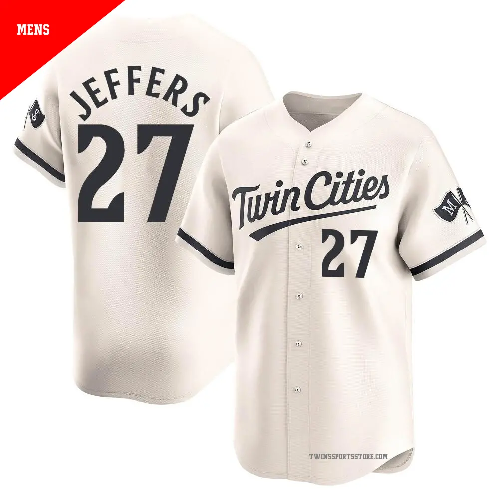 Mens Minnesota Twins #27 Ryan Jeffers Nike 2025 Nike Cream Alternate Vapor Limited Jersey