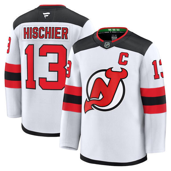 Men's New Jersey Devils #13 Nico Hischier Fanatics Away White Jersey