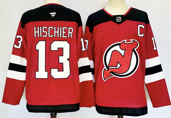 Men's New Jersey Devils #13 Nico Hischier Fanatics Home Red Stitched Jersey