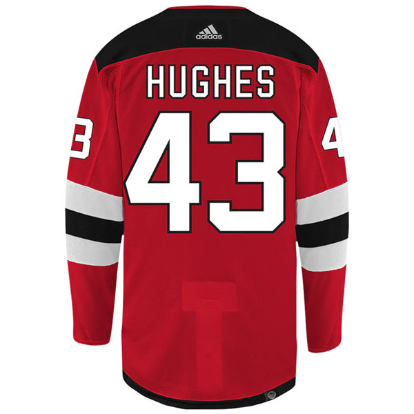 Mens New Jersey Devils #43 Luke Hughes Adidas Home Red Jersey