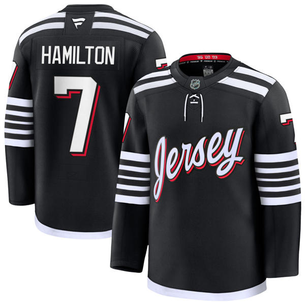 Mens New Jersey Devils #7 Dougie Hamilton Fanatics  Black Alternate Premier Player Jersey