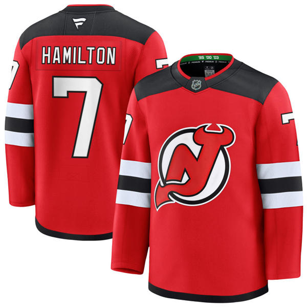 Mens New Jersey Devils #7 Dougie Hamilton Stitched Fanatics Home Red Jersey