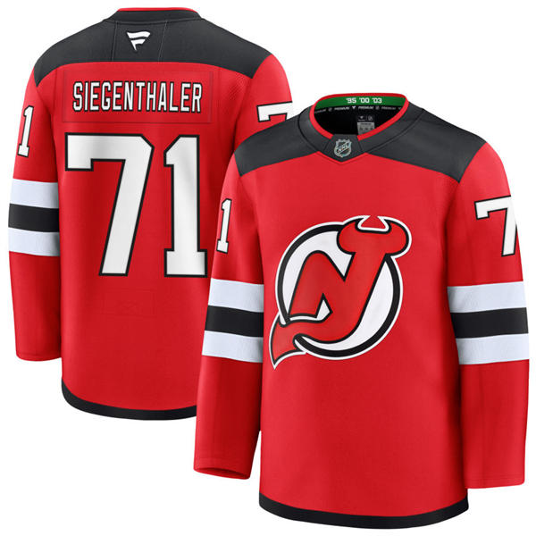 Mens New Jersey Devils #71 Jonas Siegenthaler Stitched Fanatics Home Red Stitched Jersey