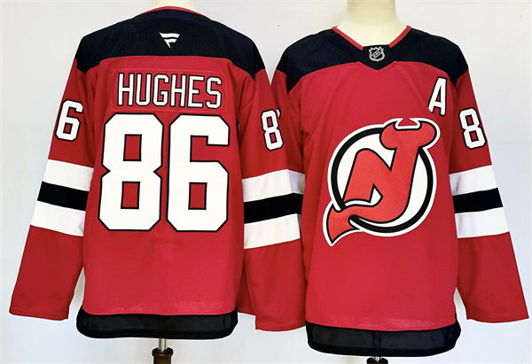 Men's New Jersey Devils #86 Jack Hughes Fanatics Home Red Stitched Jersey
