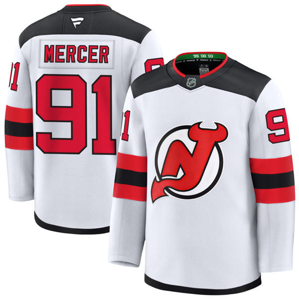 Mens New Jersey Devils #91 Dawson Mercer Fanatics Away White Jersey