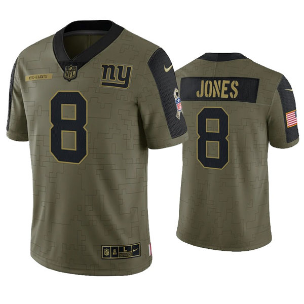 Mens New York Giants #8 Daniel Jones Nike Olive 2021 Salute to Service Limited Jersey