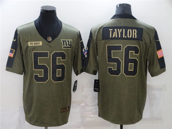 Mens New York Giants Retired Player #56 Lawrence Taylor Nike Olive 2021 Salute to Service Limited Jersey