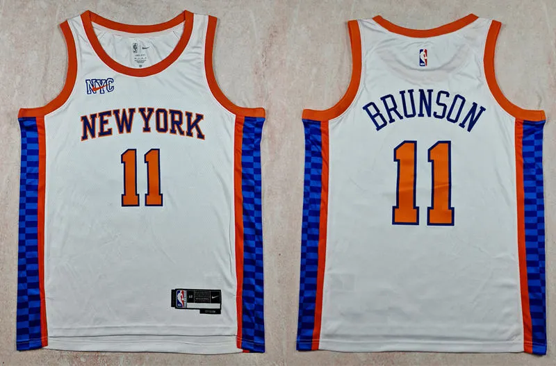 Mens New York Knicks #11 Jalen Brunson White 2025-26 City Edition Swingman Jersey