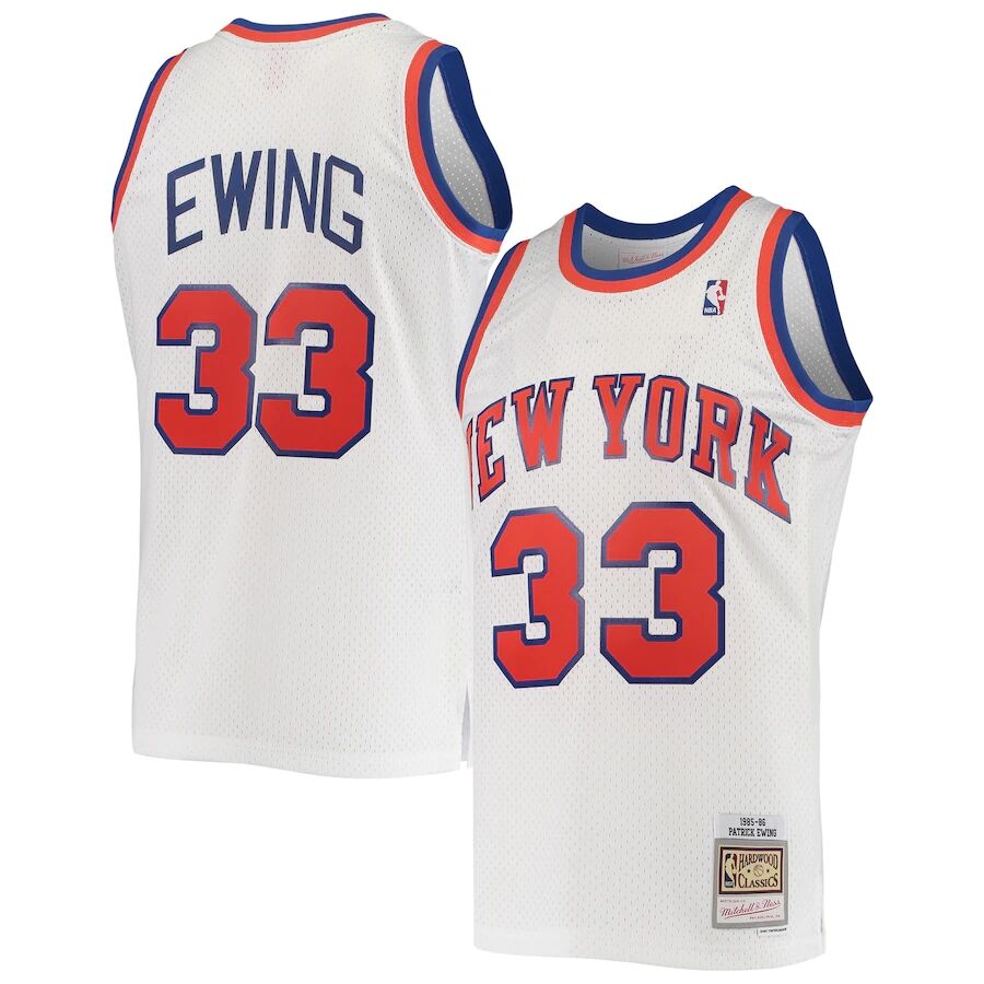 Men's New York Knicks #33 Patrick Ewing White Throwback Swingman Jersey