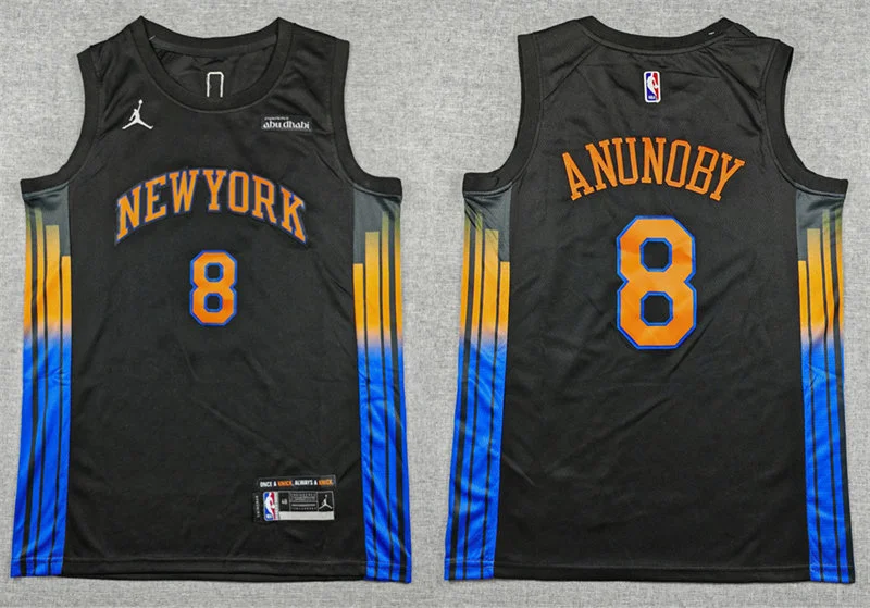 Mens New York Knicks #8 OG Anunoby Black 2025-26 Statement Edition Swingman Jersey
