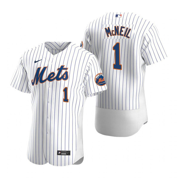 Mens New York Mets #1 Jeff McNeil Nike Home White Pinstripe FlexBase Jersey