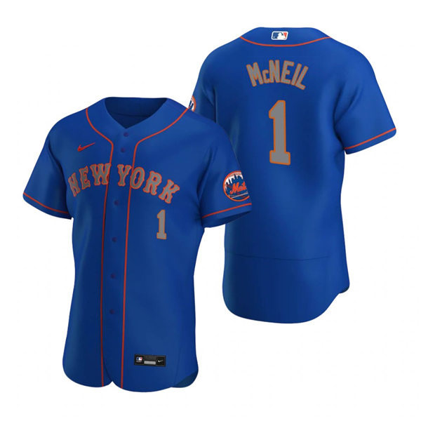 Mens New York Mets #1 Jeff McNeil Stitched Nike Royal Grey Alternate FlexBase Jersey