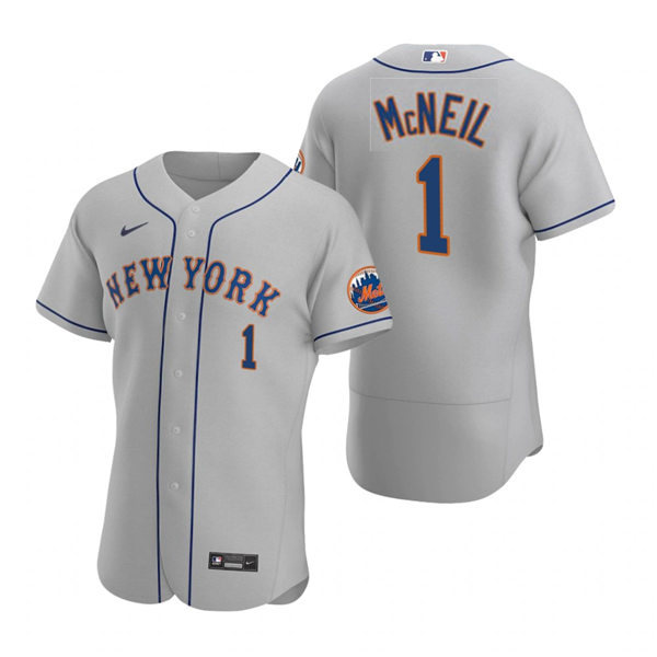 Mens New York Mets #1 Jeff McNeil Gray Road Stitched Nike MLB FlexBase Jersey