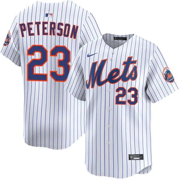 Mens New York Mets #23 David Peterson Nike Home White Pinstripe Limited Jersey