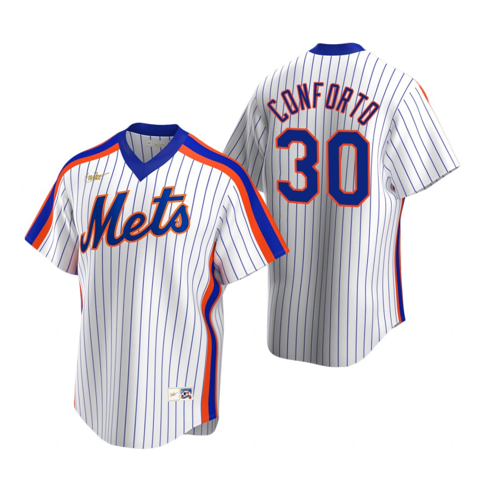 Mens New York Mets #30 Michael Conforto Nike White Cooperstown Collection Jersey