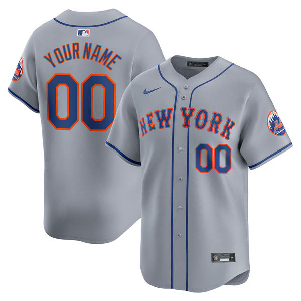 New York Mets Custom 2022 Nike Gray with Strip Limited Jersey