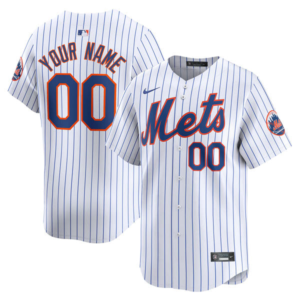 Youth New York Mets Custom Cliff Floyd Bret Saberhagen Cleon Jones Al Leiter Nike White Pinstripe Jersey