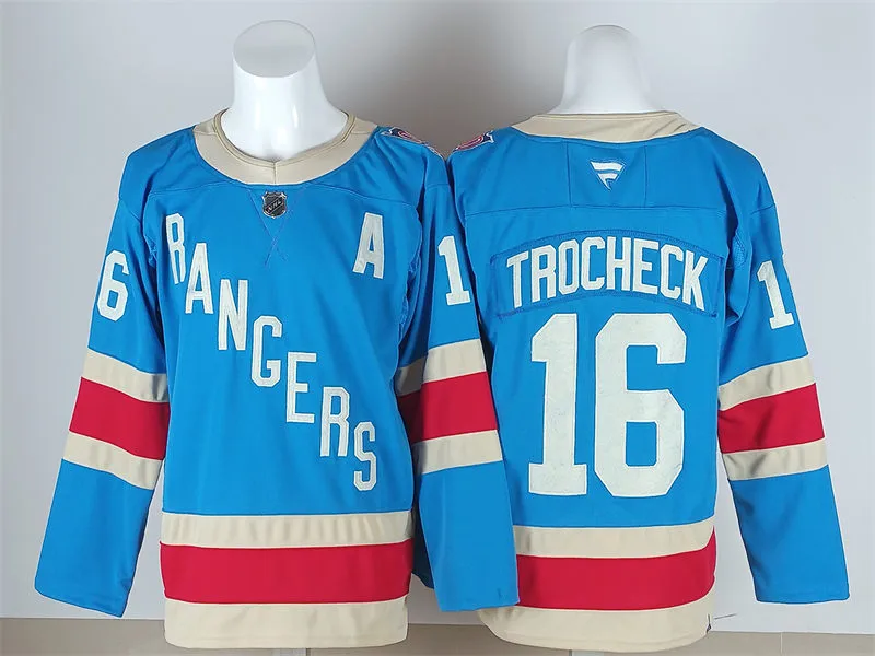 Mens New York Rangers #16 Vincent Trocheck Fanatics 100th Anniversary Premium Centennial Jersey