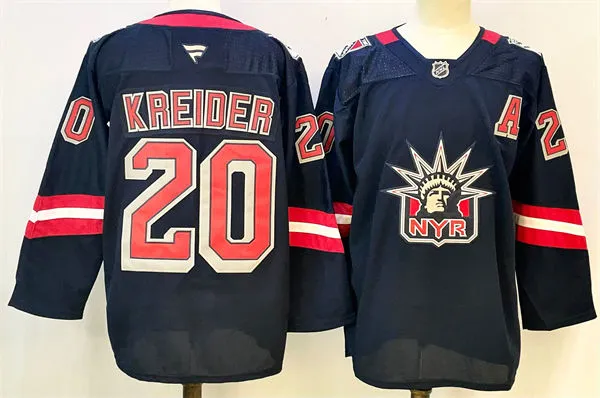 Youth New York Rangers #20 Chris Kreider Navy 2020-21 NHL REVERSE RETRO JERSEYS