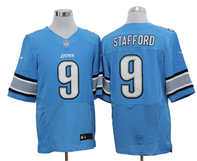 Mens Detroit Lions #9 Matthew Stafford Blue Nik Elite Jersey