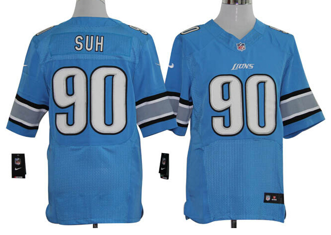 Mens Detroit Lions #90 Ndamukong Suh Blue Nik Elite Jersey style