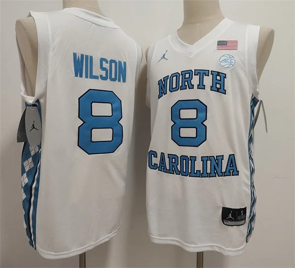 North Carolina Tar Heels #8 Caleb Wilson White College Basketball Game Jersey
