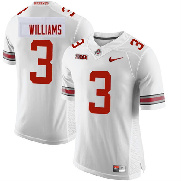 Mens Ohio State Buckeyes #3 Miyan Williams Nike White College Football Game Jersey