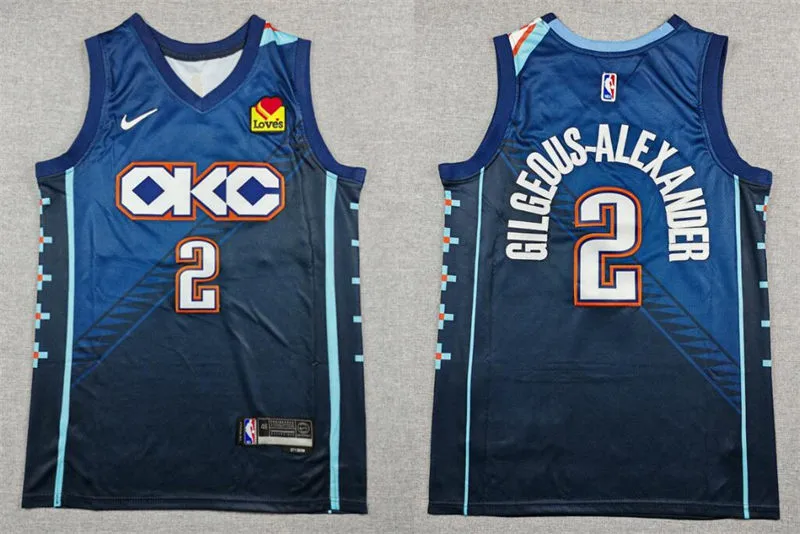Mens Oklahoma City Thunder #2 Shai Gilgeous-Alexander Navy 2025-26 City Edition Swingman Jersey